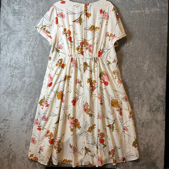Modcloth Chartreuse Poetic Presence Faux Wrap Dress Size 2X Floral Summer New - Picture 4 of 8
